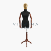 Buste de couture femme en tissu avec bras articulés en bois