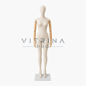 Mannequin de couture complet avec tête et bras articulés en bois
