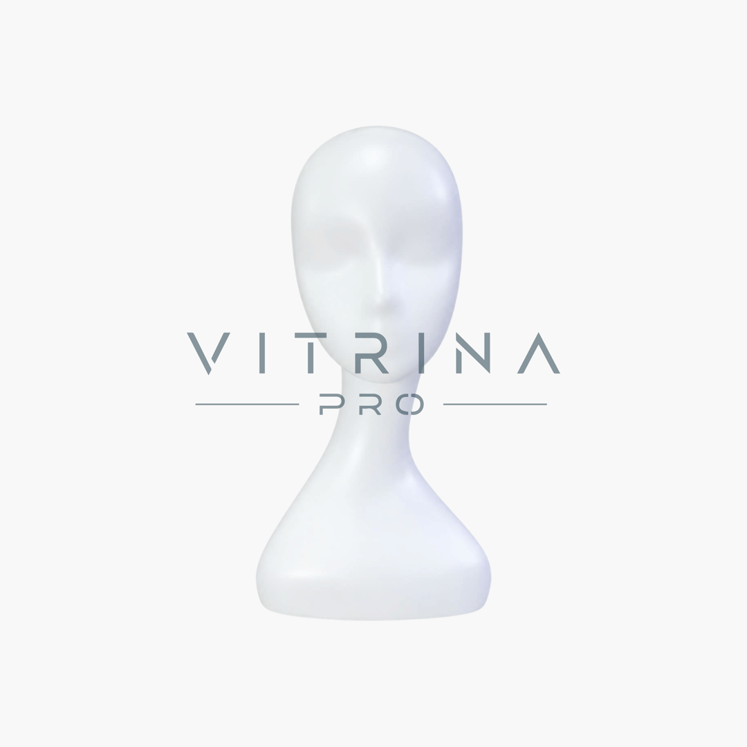 Tête de mannequin femme en fibre de verre blanc