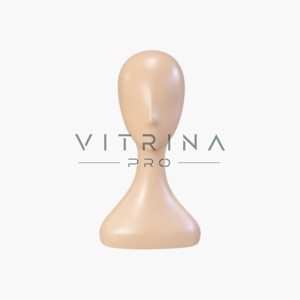 Tête de mannequin pour perruque beige au design abstrait